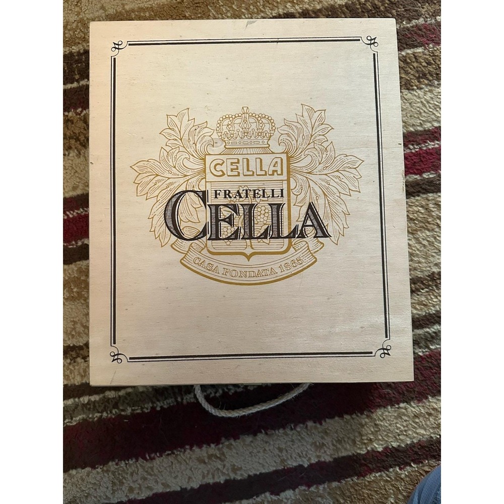 Fratelli CELLA Empty Wine Box, Fratelli Cella Wooden Italian Wine Box‎ 1980's